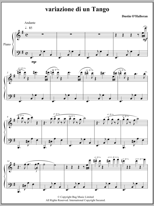 Learn to play Dustin O'Halloran Variazione Di Un Tango sheet music for Piano Solo in minutes. Price: 7.8900$ Dustin O'Halloran Variazione Di Un Tango sheet music notes and chords arranged for Piano Solo