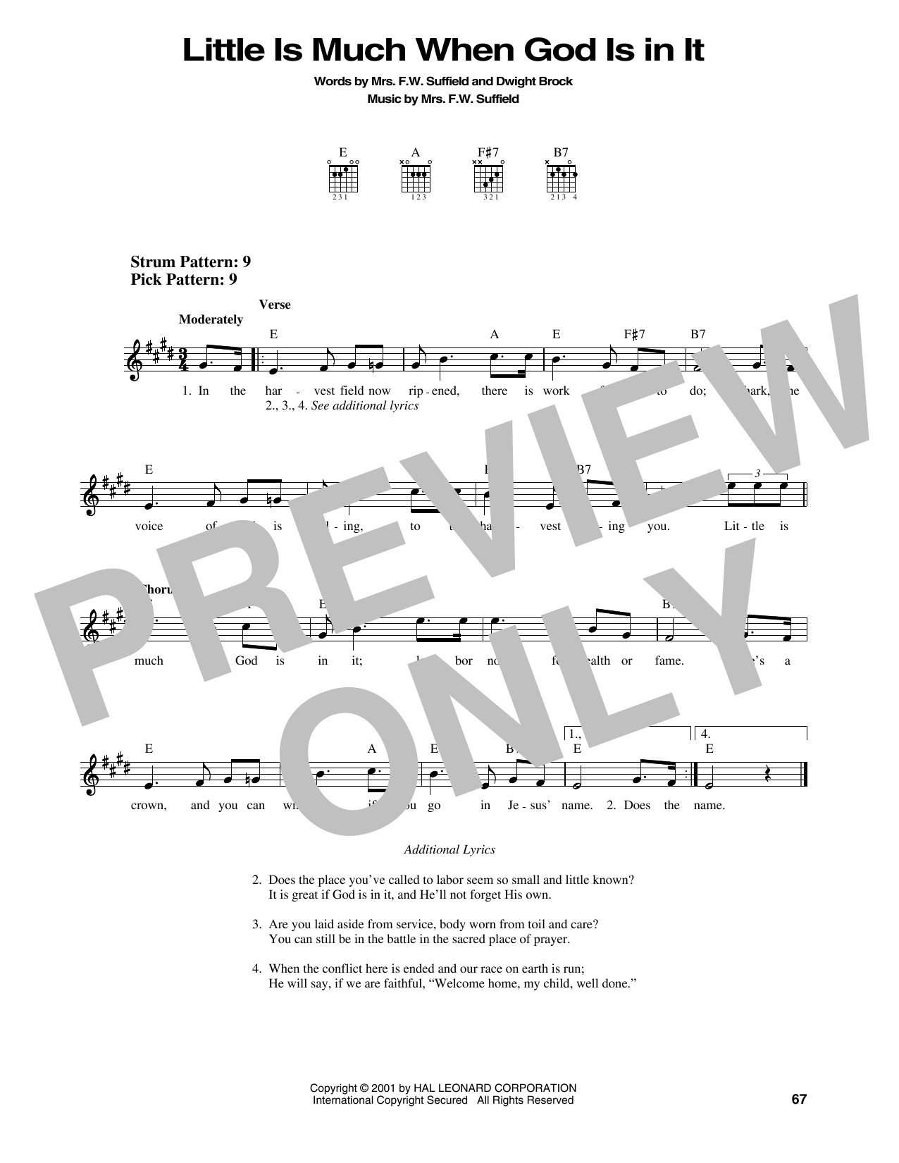 Dwight Brock Little Is Much When God Is In It sheet music notes and chords. Download Printable PDF.