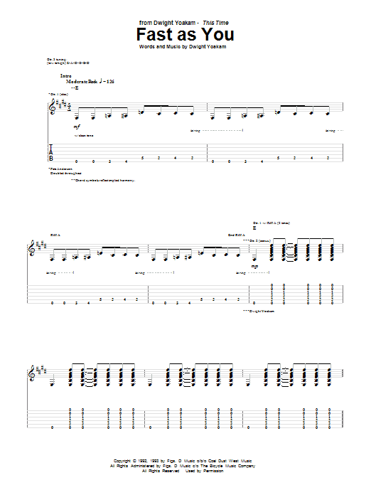 Dwight Yoakam Fast As You sheet music notes and chords. Download Printable PDF.