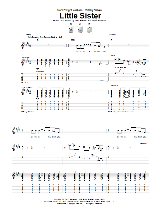 Dwight Yoakam Little Sister sheet music notes and chords. Download Printable PDF.