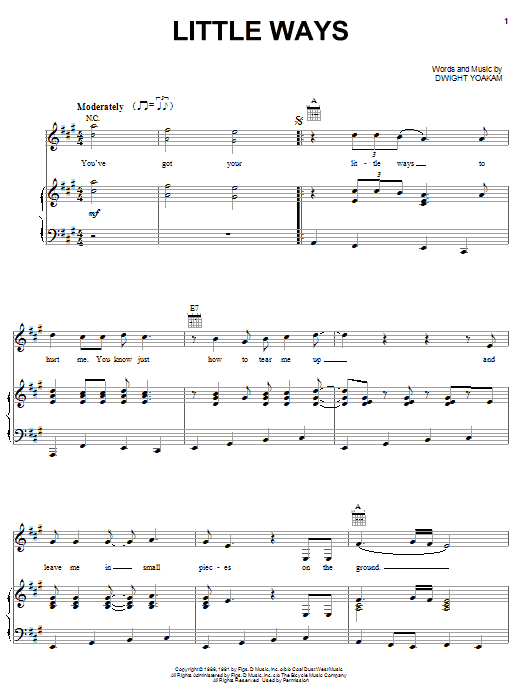 Dwight Yoakam Little Ways sheet music notes and chords arranged for Guitar Tab