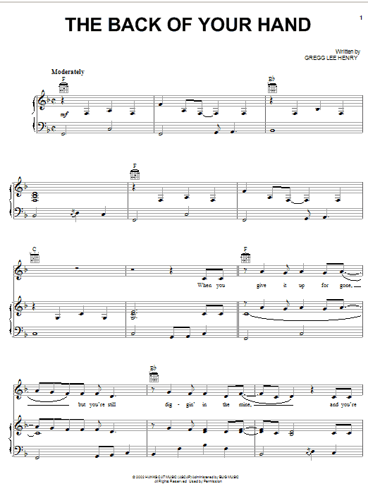 Dwight Yoakam The Back Of Your Hand sheet music notes and chords arranged for Piano, Vocal & Guitar Chords (Right-Hand Melody)