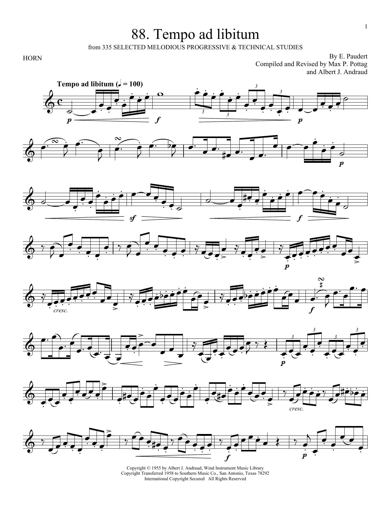 E. Paudert Etude No. 88 sheet music notes and chords. Download Printable PDF.