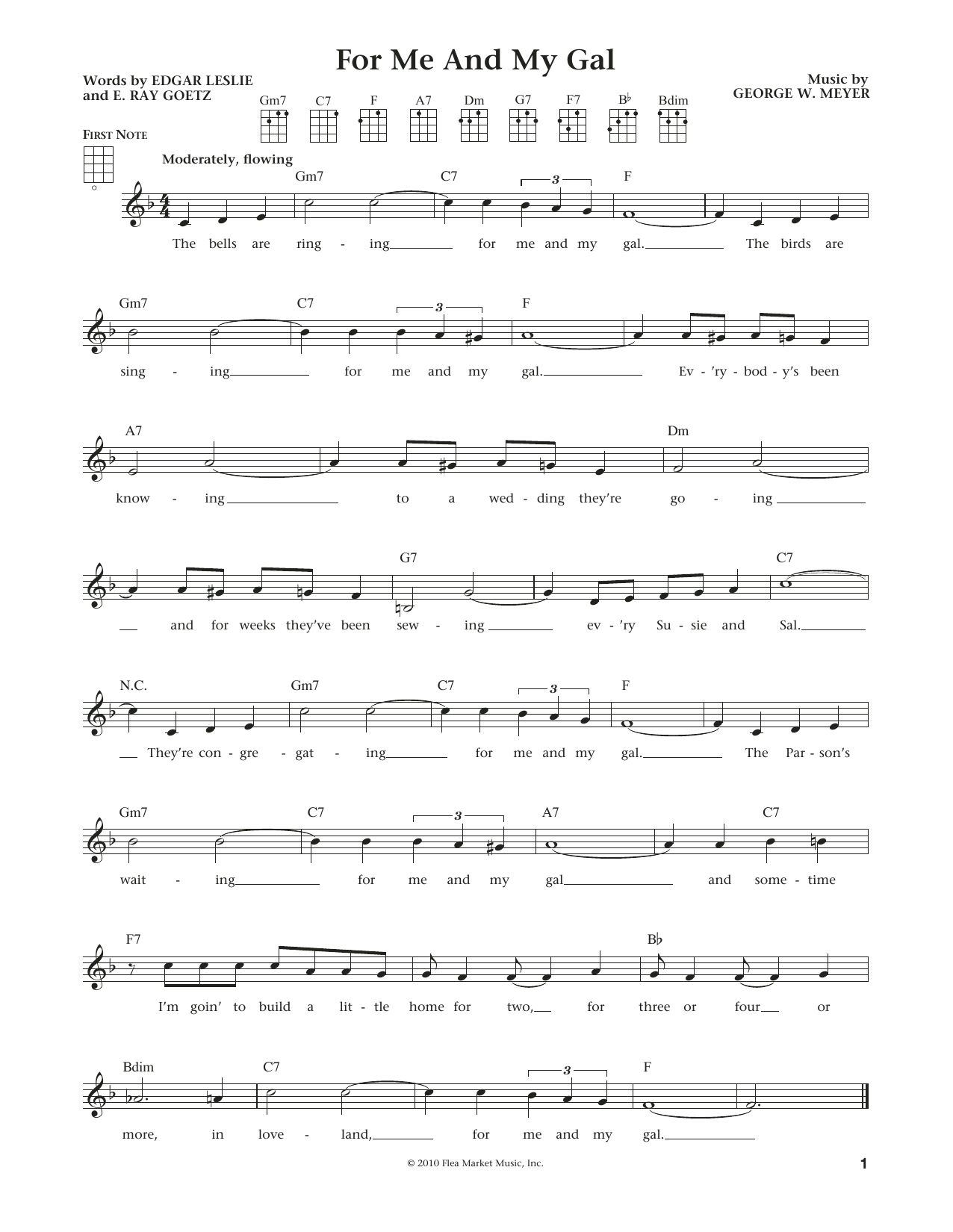 Learn to play E. Ray Goetz For Me And My Gal (from The Daily Ukulele) (arr. Liz and Jim Beloff) sheet music for Ukulele in minutes. Price: 5.9900$ E. Ray Goetz For Me And My Gal (from The Daily Ukulele) (arr. Liz and Jim Beloff) sheet music notes and chords arranged for Ukulele