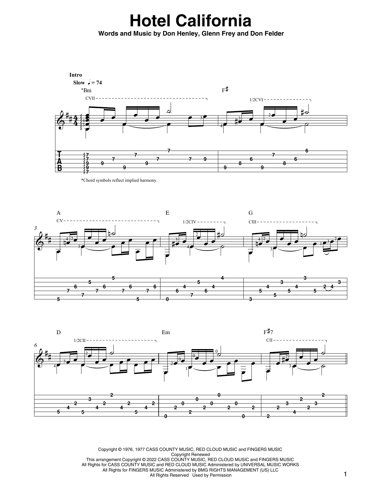 Eagles Hotel California (arr. Ben Pila) sheet music notes and chords. Download Printable PDF.