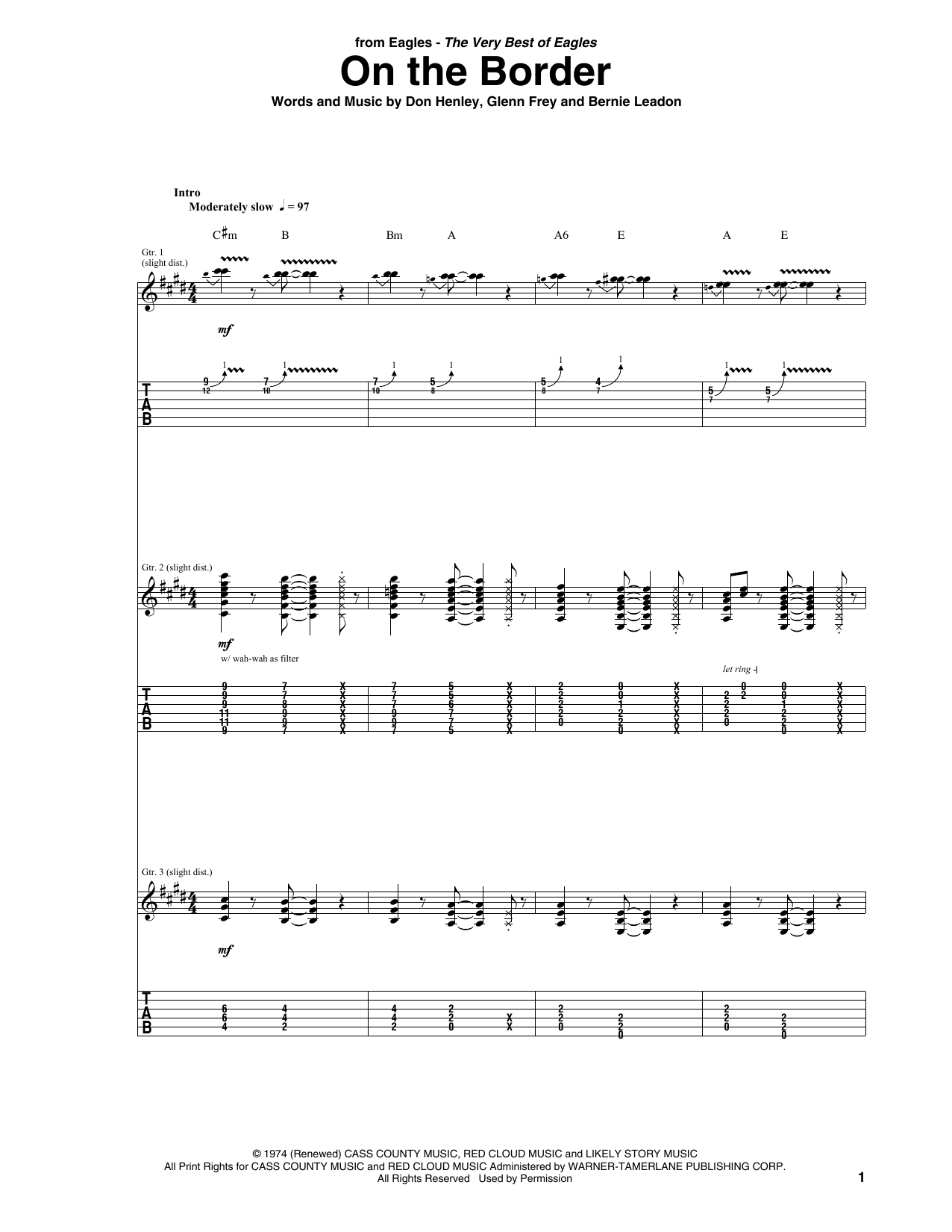 Eagles On The Border sheet music notes and chords. Download Printable PDF.