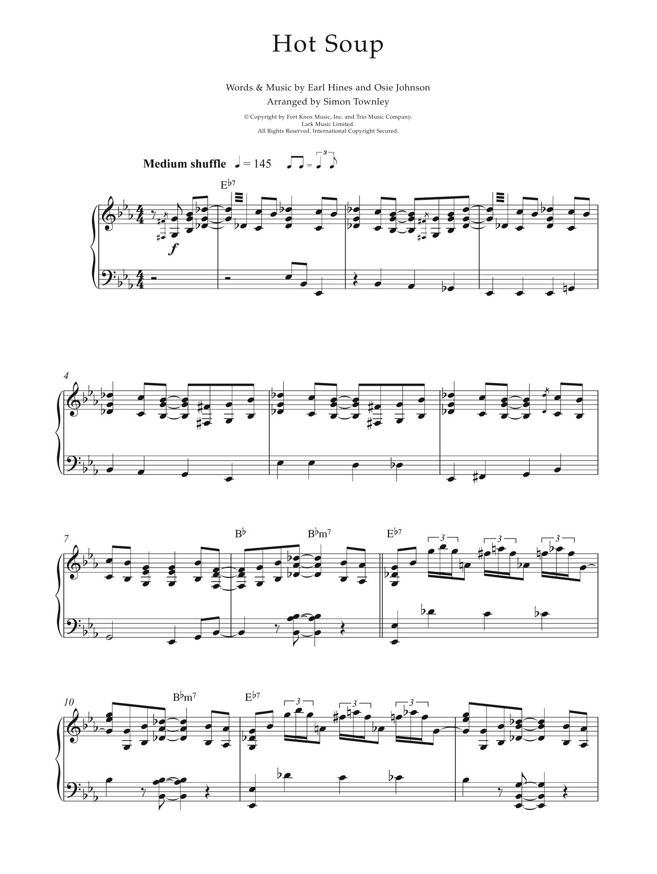 Learn to play Earl Hines Hot Soup sheet music for Piano Solo in minutes. Price: 7.8900$ Earl Hines Hot Soup sheet music notes and chords arranged for Piano Solo