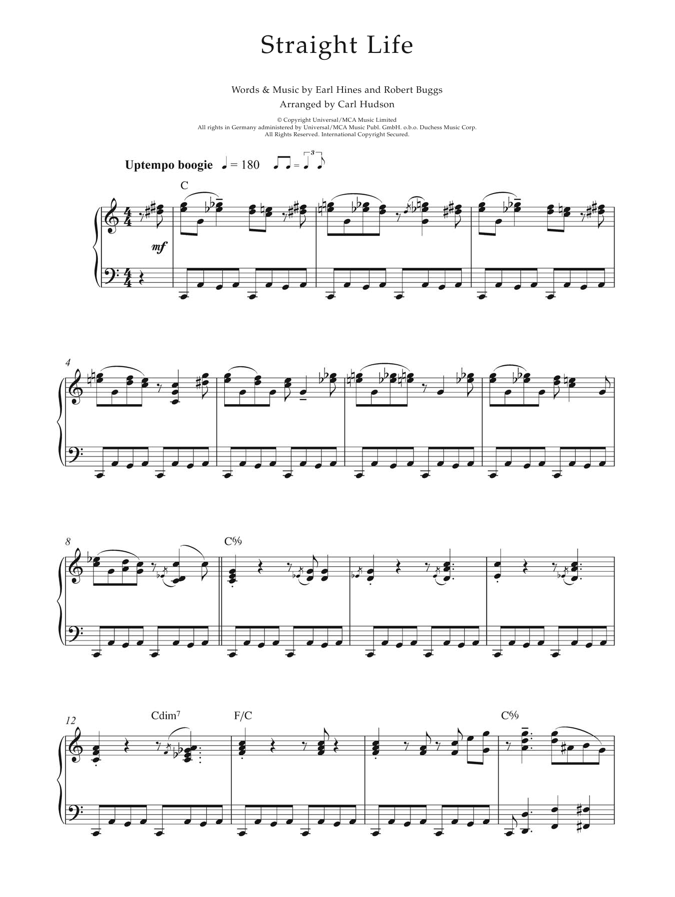 Learn to play Earl Hines Straight Life sheet music for Piano Solo in minutes. Price: 7.8900$ Earl Hines Straight Life sheet music notes and chords arranged for Piano Solo