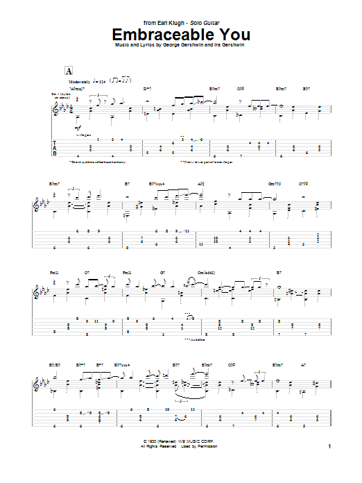 Learn to play Earl Klugh Embraceable You sheet music for Guitar Tab in minutes. Price: 7.8900$ Earl Klugh Embraceable You sheet music notes and chords arranged for Guitar Tab