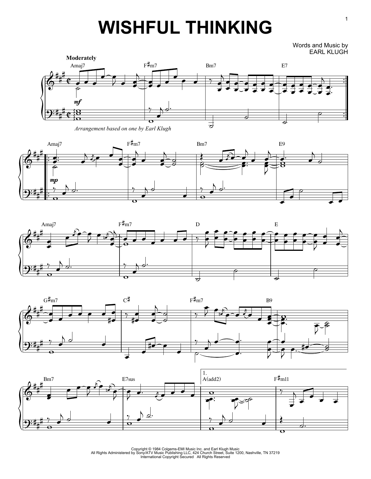 Earl Klugh Wishful Thinking sheet music notes and chords. Download Printable PDF.