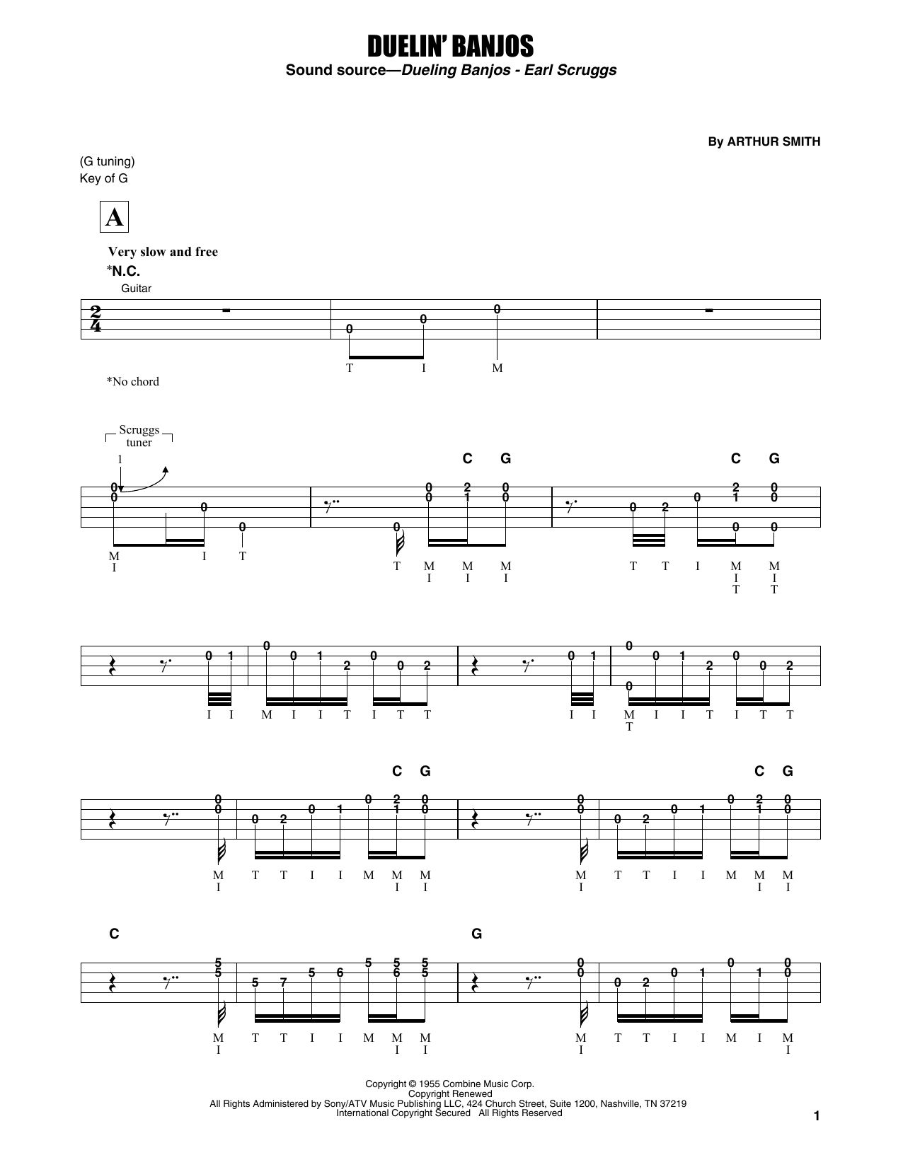 Earl Scruggs Duelin' Banjos sheet music notes and chords. Download Printable PDF.