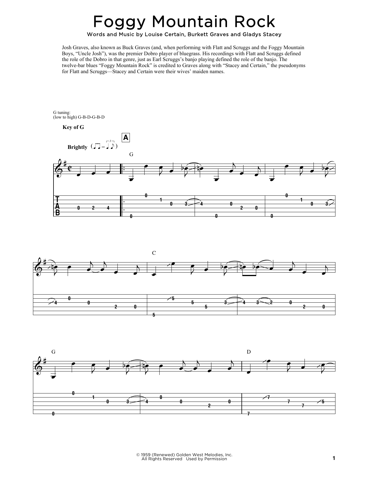 Earl Scruggs Foggy Mountain Rock (arr. Fred Sokolow) sheet music notes and chords. Download Printable PDF.