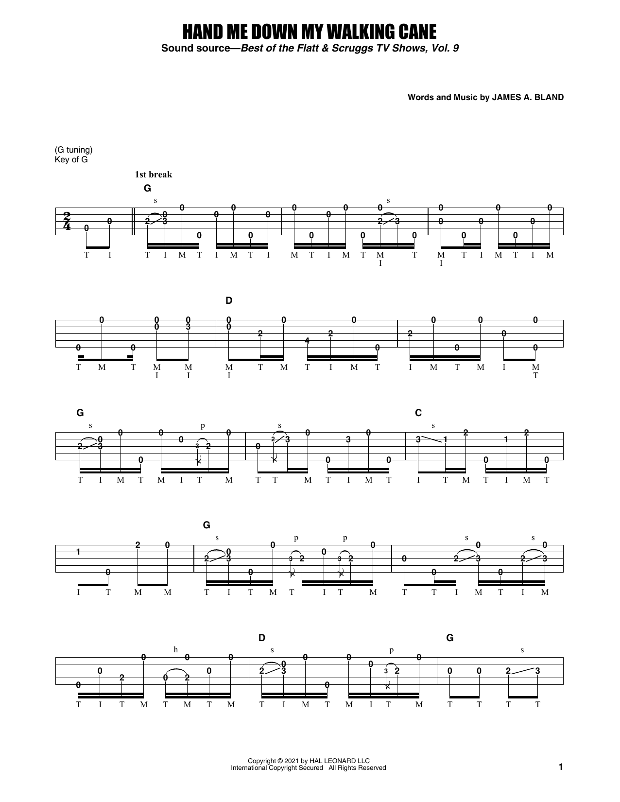 Learn to play Earl Scruggs Hand Me Down My Walking Cane sheet music for Banjo Tab in minutes. Price: 7.8900$ Earl Scruggs Hand Me Down My Walking Cane sheet music notes and chords arranged for Banjo Tab
