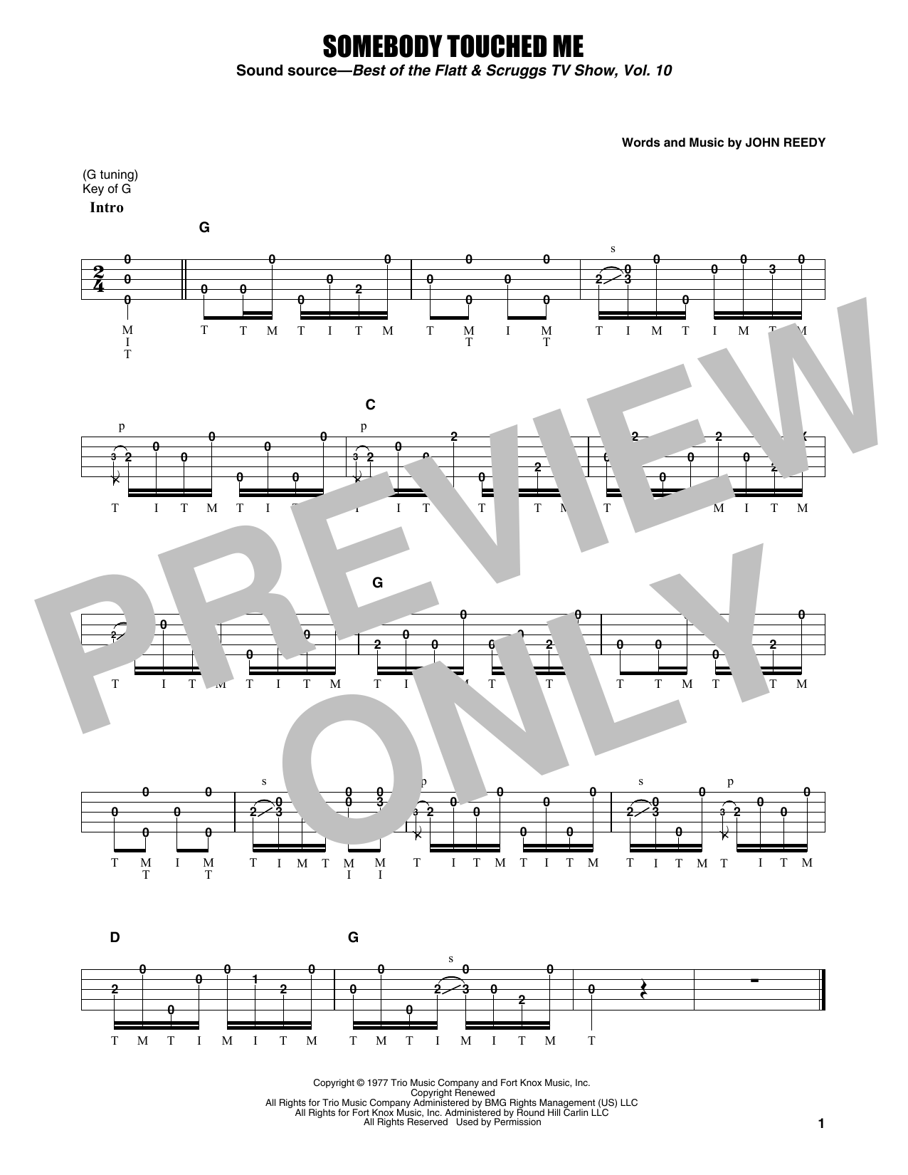 Earl Scruggs Somebody Touched Me sheet music notes and chords. Download Printable PDF.