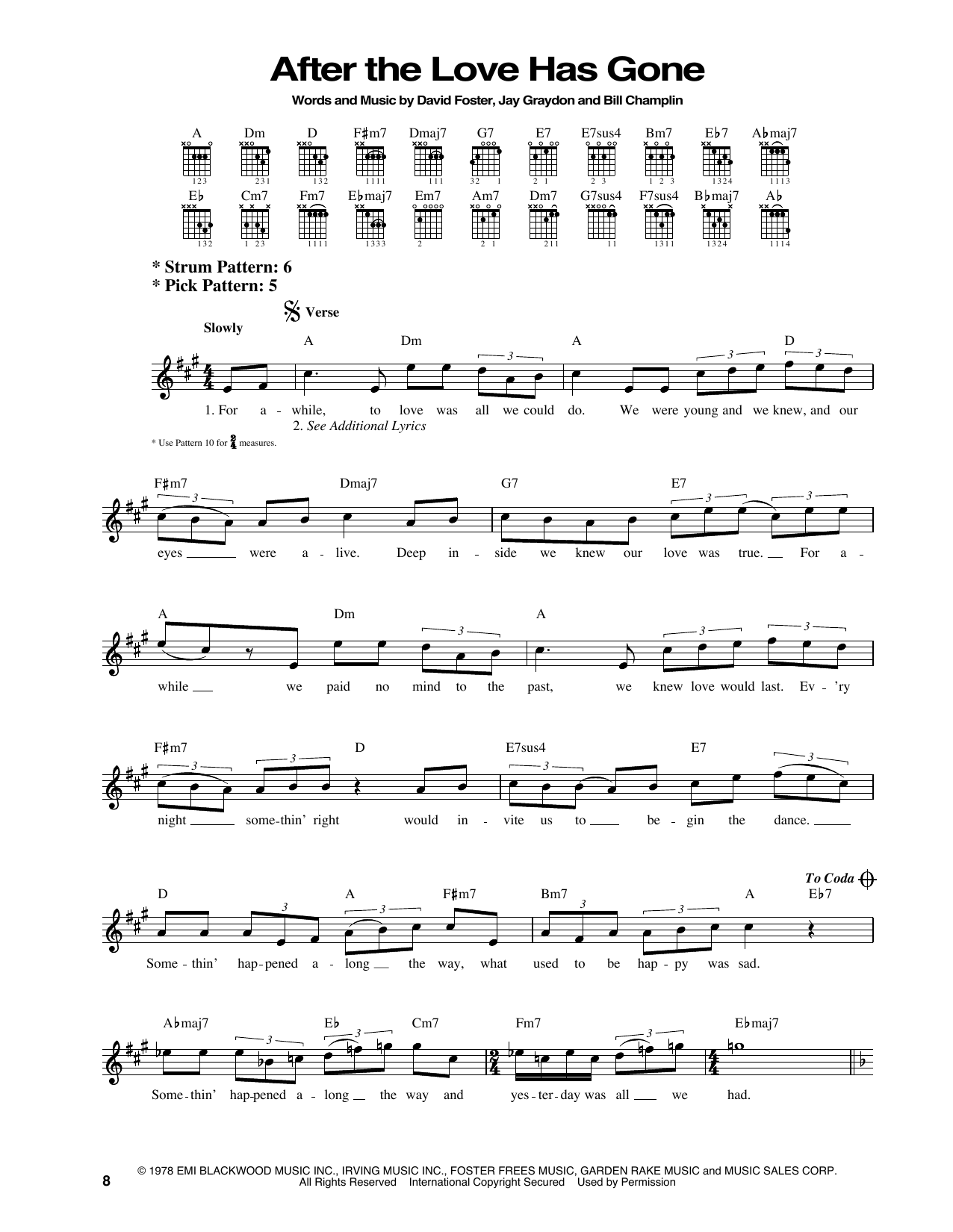 Earth, Wind & Fire After The Love Has Gone sheet music notes and chords. Download Printable PDF.