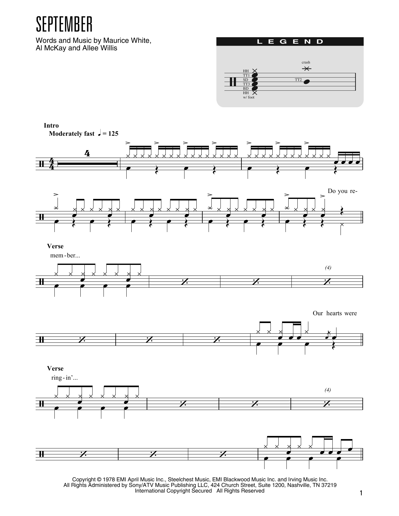 Earth, Wind & Fire September (arr. Kennan Wylie) sheet music notes and chords. Download Printable PDF.