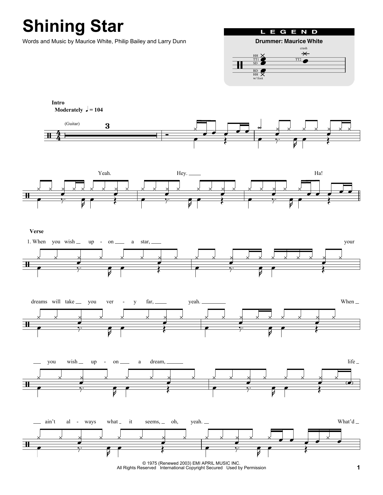 Earth, Wind & Fire Shining Star sheet music notes and chords. Download Printable PDF.