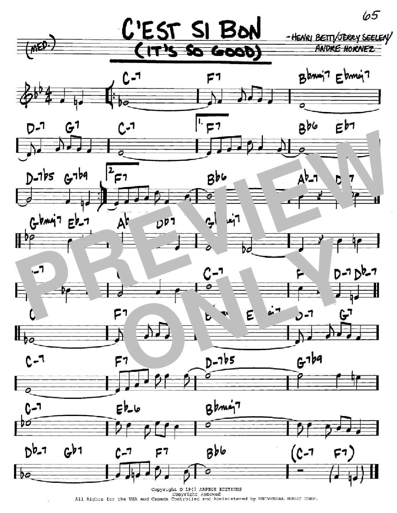 Eartha Kitt C'est Si Bon (It's So Good) sheet music notes and chords. Download Printable PDF.