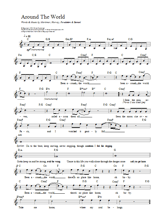 East 17 Around The World sheet music notes and chords arranged for Lead Sheet / Fake Book