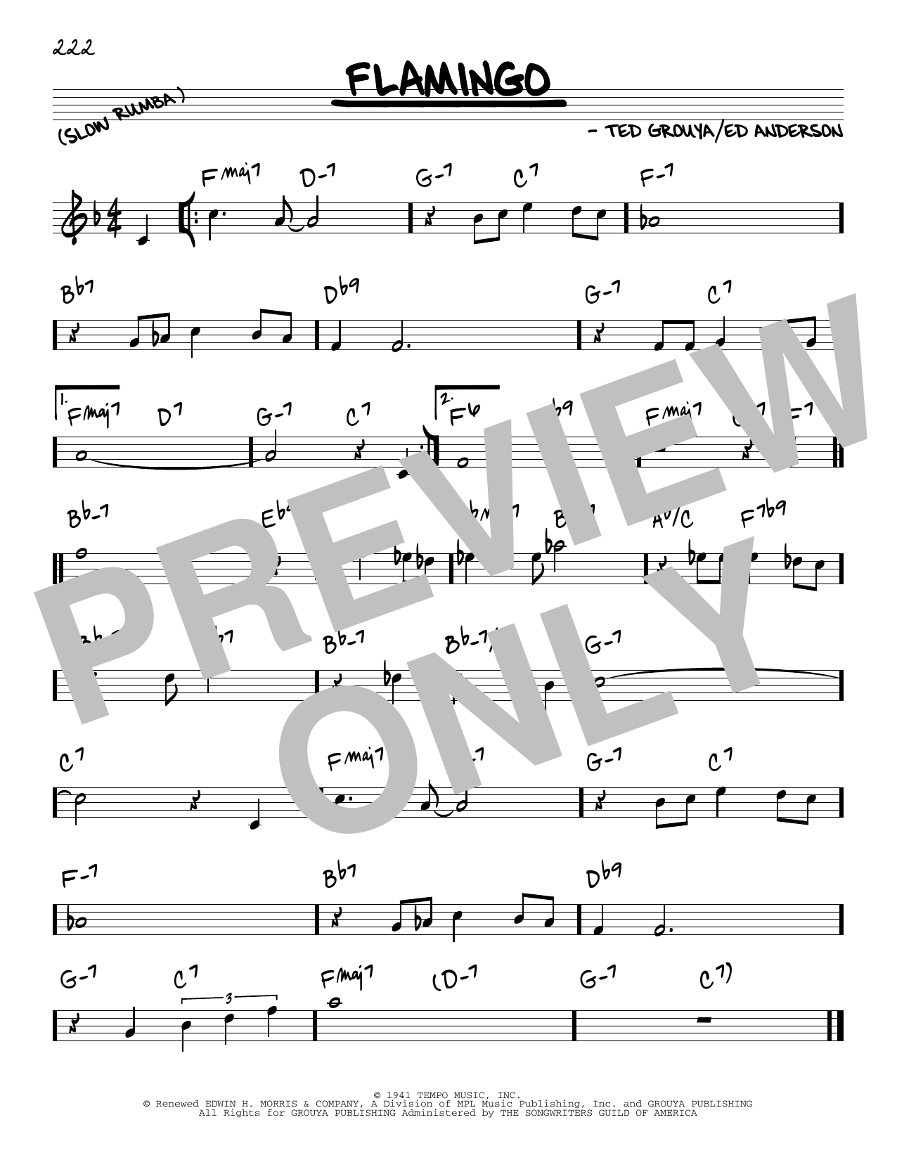 Learn to play Ed Anderson Flamingo sheet music for Real Book – Melody & Chords in minutes. Price: 5.9900$ Ed Anderson Flamingo sheet music notes and chords arranged for Real Book – Melody & Chords