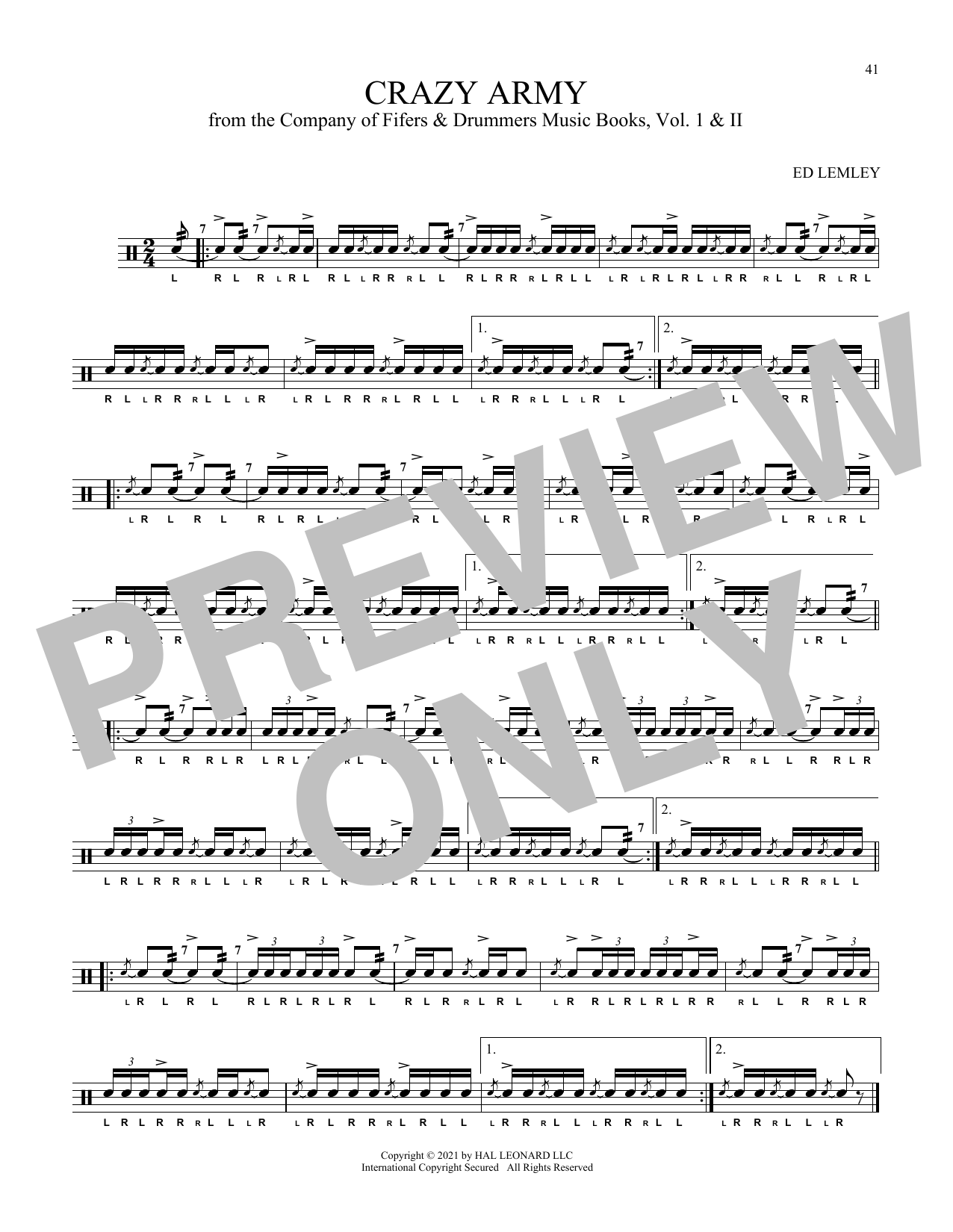 Ed Lemley Crazy Army sheet music notes and chords. Download Printable PDF.