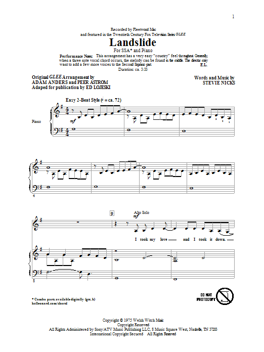 Learn to play Ed Lojeski Landslide sheet music for SSA Choir in minutes. Price: 3.9900$ Ed Lojeski Landslide sheet music notes and chords arranged for SSA Choir