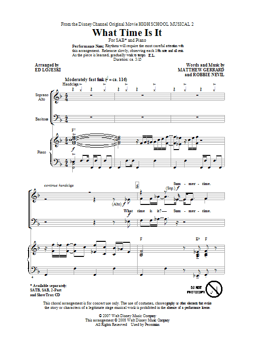 Ed Lojeski What Time Is It sheet music notes and chords. Download Printable PDF.