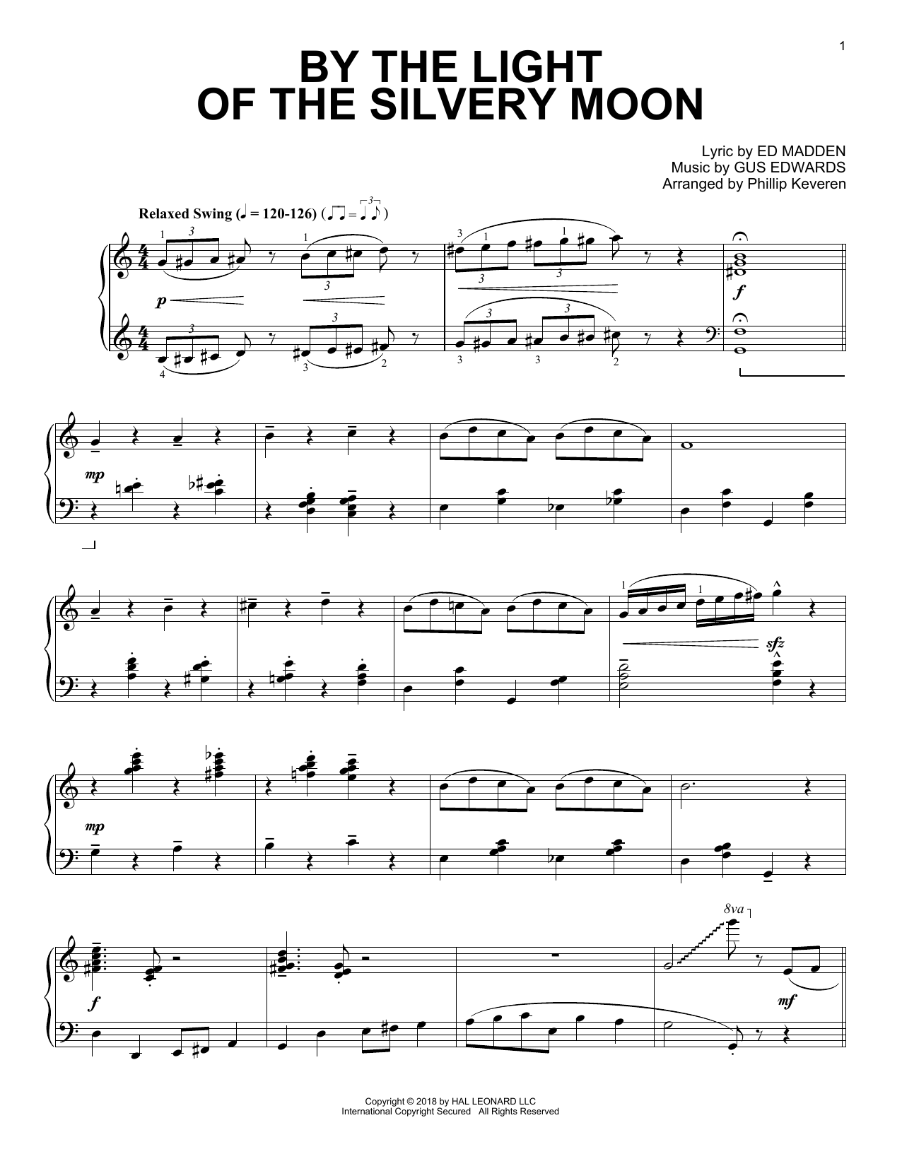 Ed Madden By The Light Of The Silvery Moon [Jazz version] (arr. Phillip Keveren) sheet music notes and chords. Download Printable PDF.