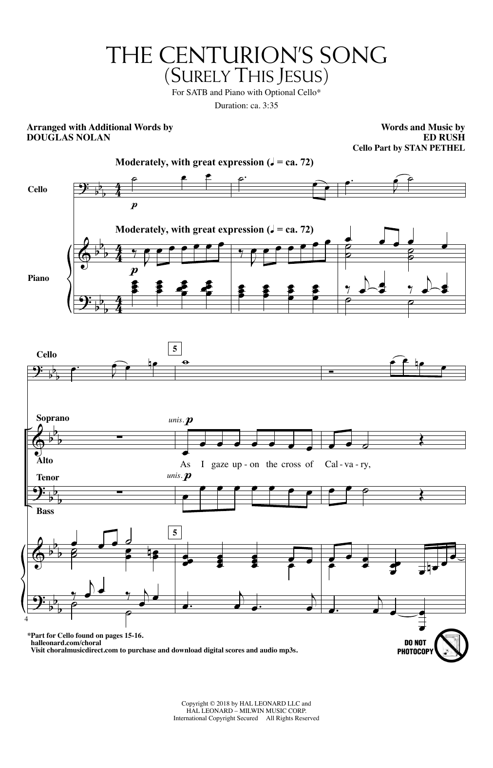 Learn to play Ed Rush The Centurion's Song (Surely This Jesus) (arr. Douglas Nolan) sheet music for SATB Choir in minutes. Price: 3.9900$ Ed Rush The Centurion's Song (Surely This Jesus) (arr. Douglas Nolan) sheet music notes and chords arranged for SATB Choir