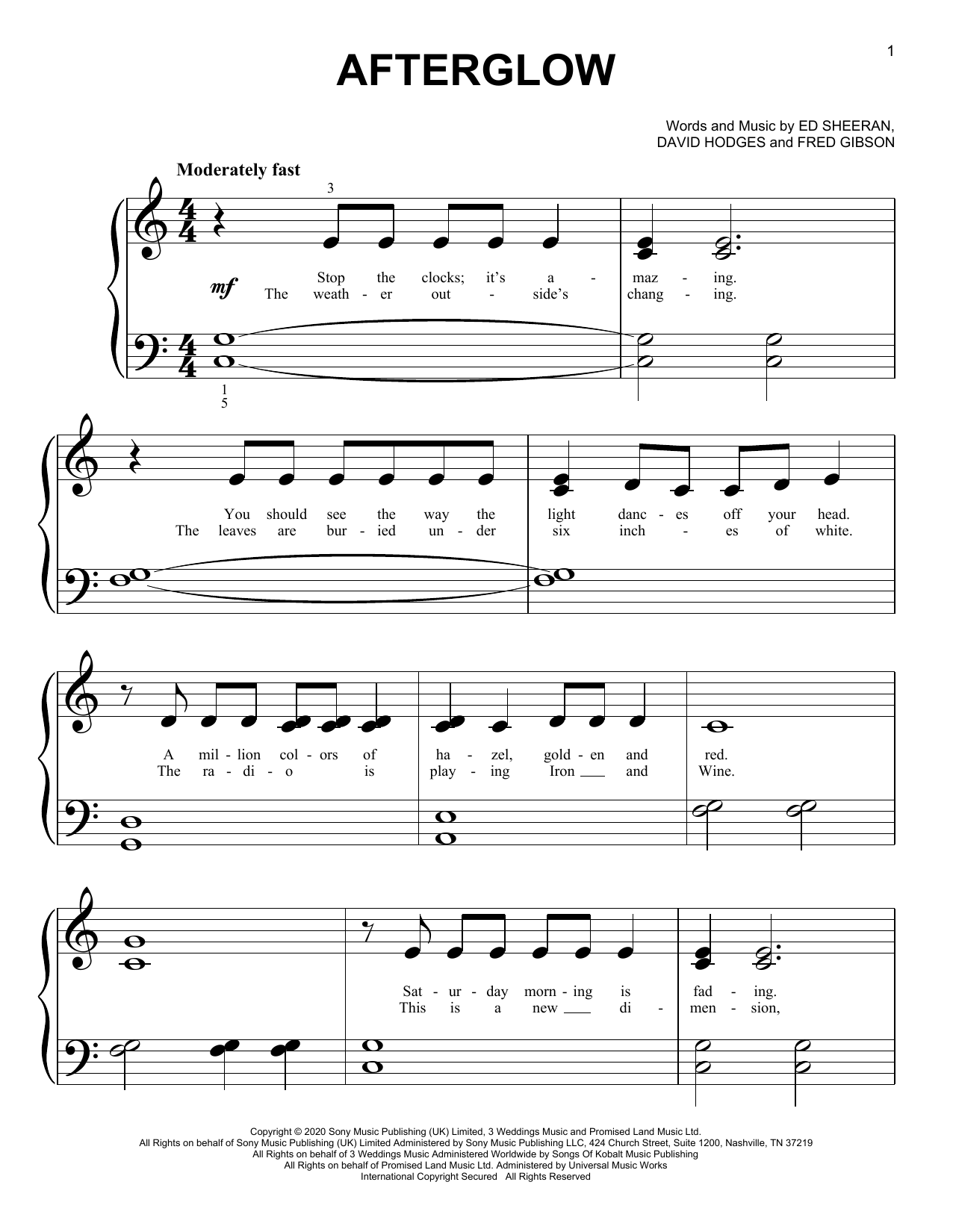 Ed Sheeran Afterglow sheet music notes and chords. Download Printable PDF.