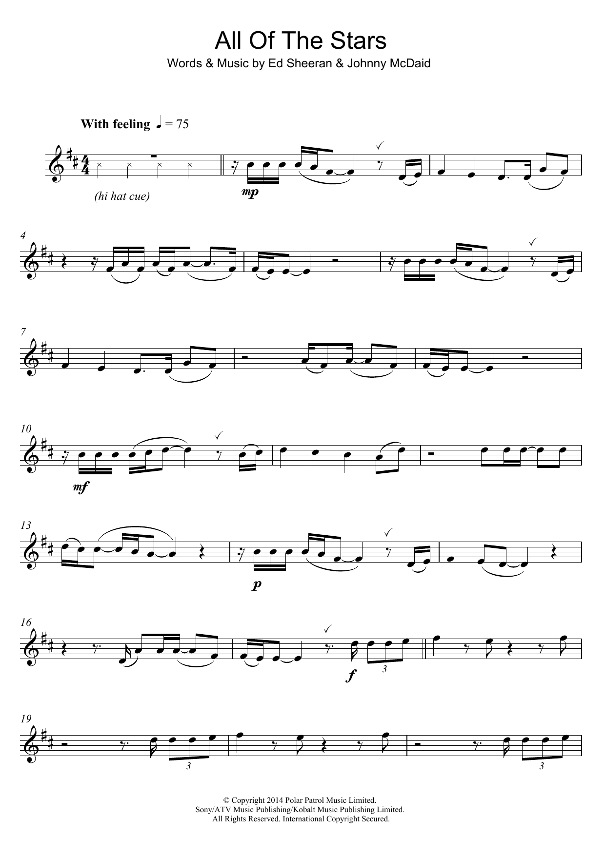 Ed Sheeran All Of The Stars sheet music notes and chords. Download Printable PDF.