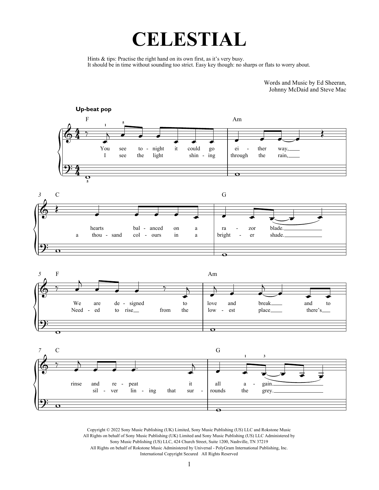 Ed Sheeran Celestial sheet music notes and chords. Download Printable PDF.