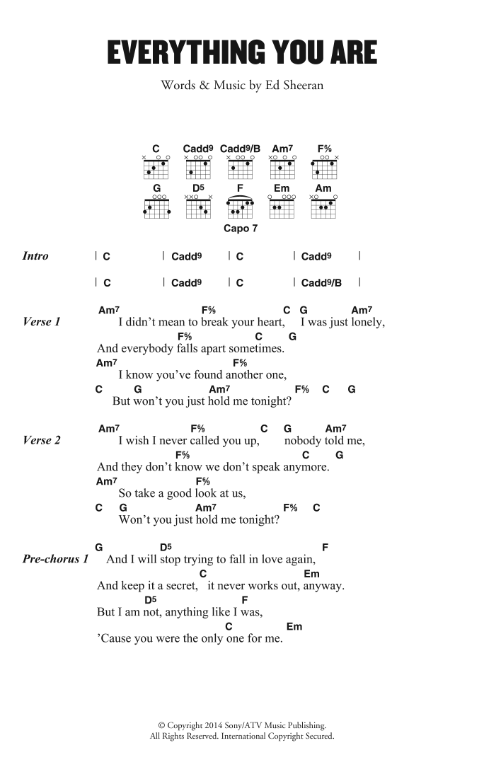 Ed Sheeran Everything You Are sheet music notes and chords. Download Printable PDF.