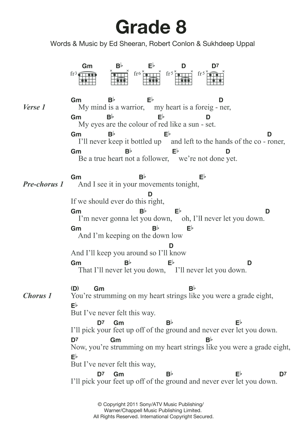 Ed Sheeran Grade 8 sheet music notes and chords. Download Printable PDF.