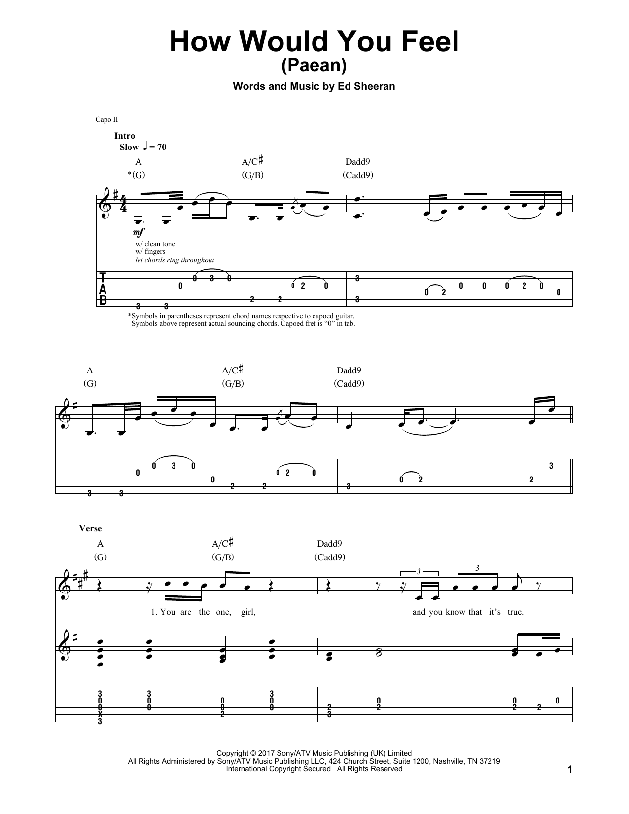 Ed Sheeran How Would You Feel (Paean) sheet music notes and chords. Download Printable PDF.