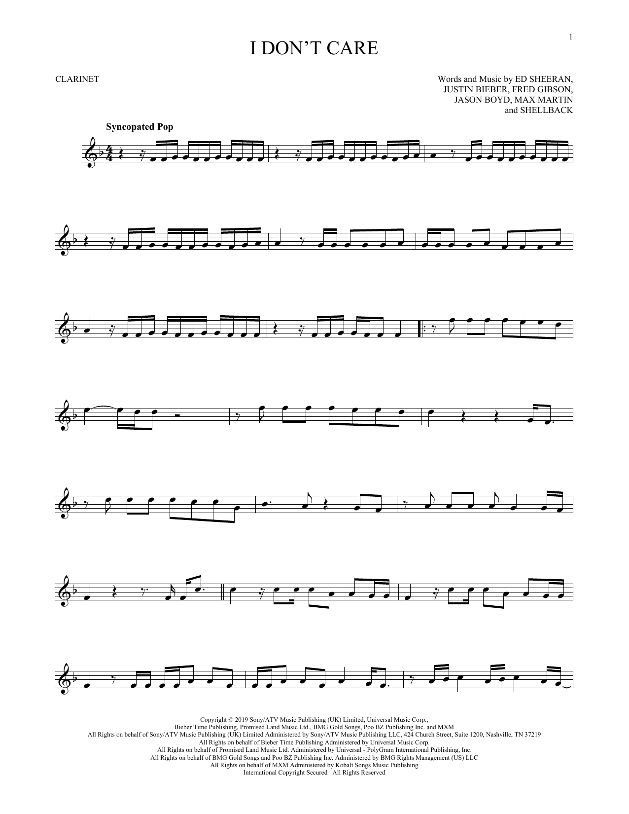 Ed Sheeran & Justin Bieber I Don't Care sheet music notes and chords. Download Printable PDF.