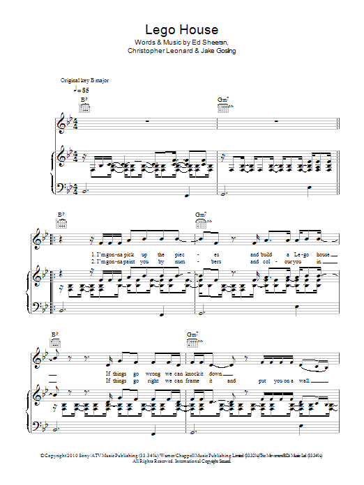 Ed Sheeran Lego House sheet music notes and chords. Download Printable PDF.