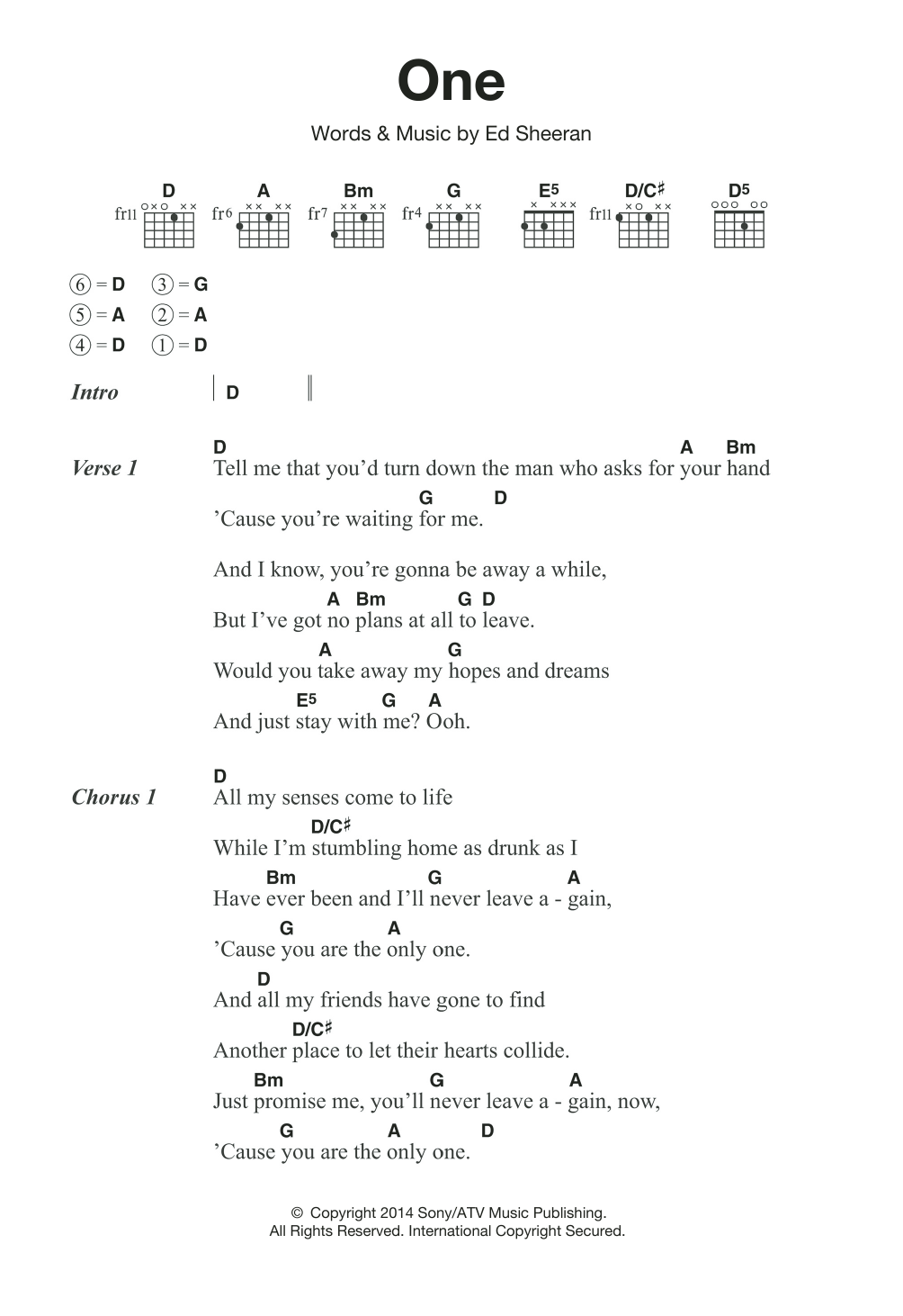 Ed Sheeran One sheet music notes and chords. Download Printable PDF.