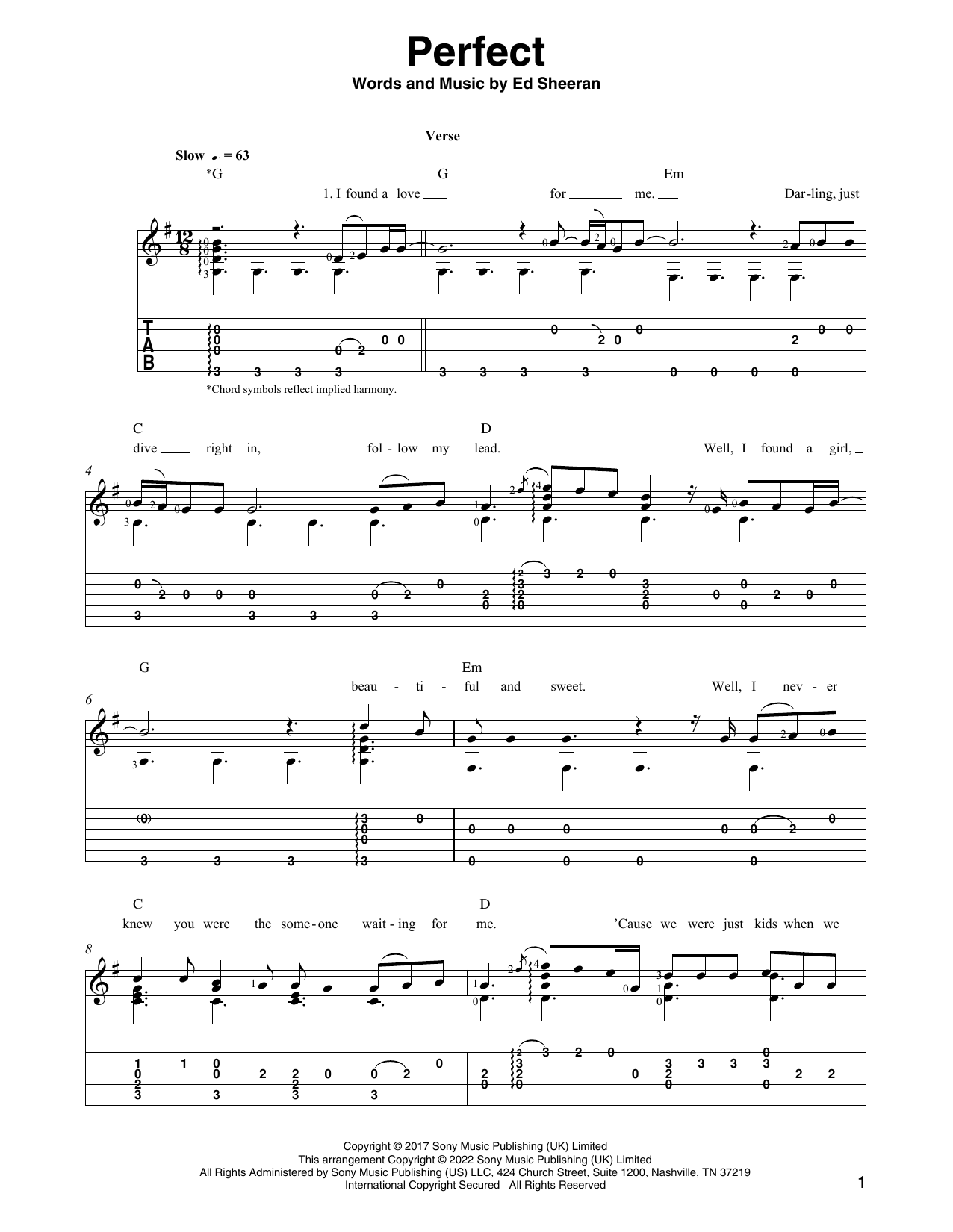 Ed Sheeran Perfect (arr. Ben Pila) sheet music notes and chords. Download Printable PDF.