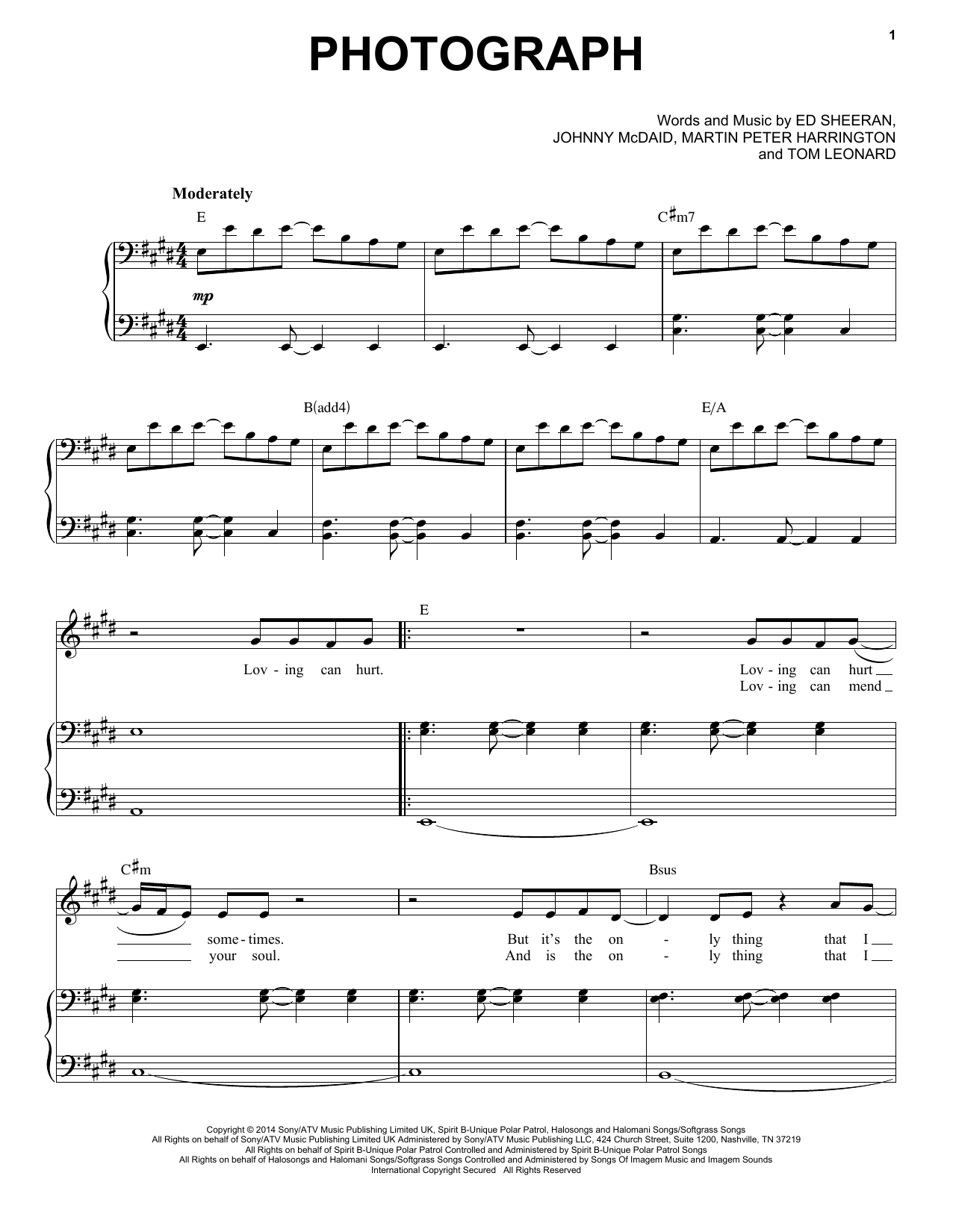 Ed Sheeran Photograph sheet music notes and chords arranged for Clarinet Solo