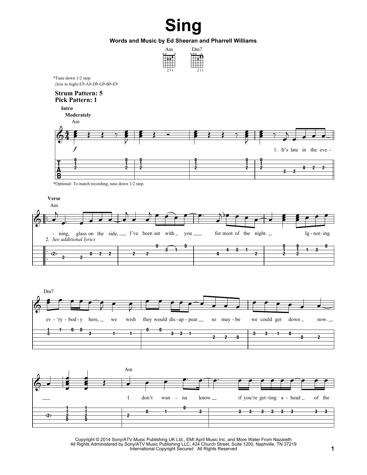 Ed Sheeran Sing sheet music notes and chords. Download Printable PDF.