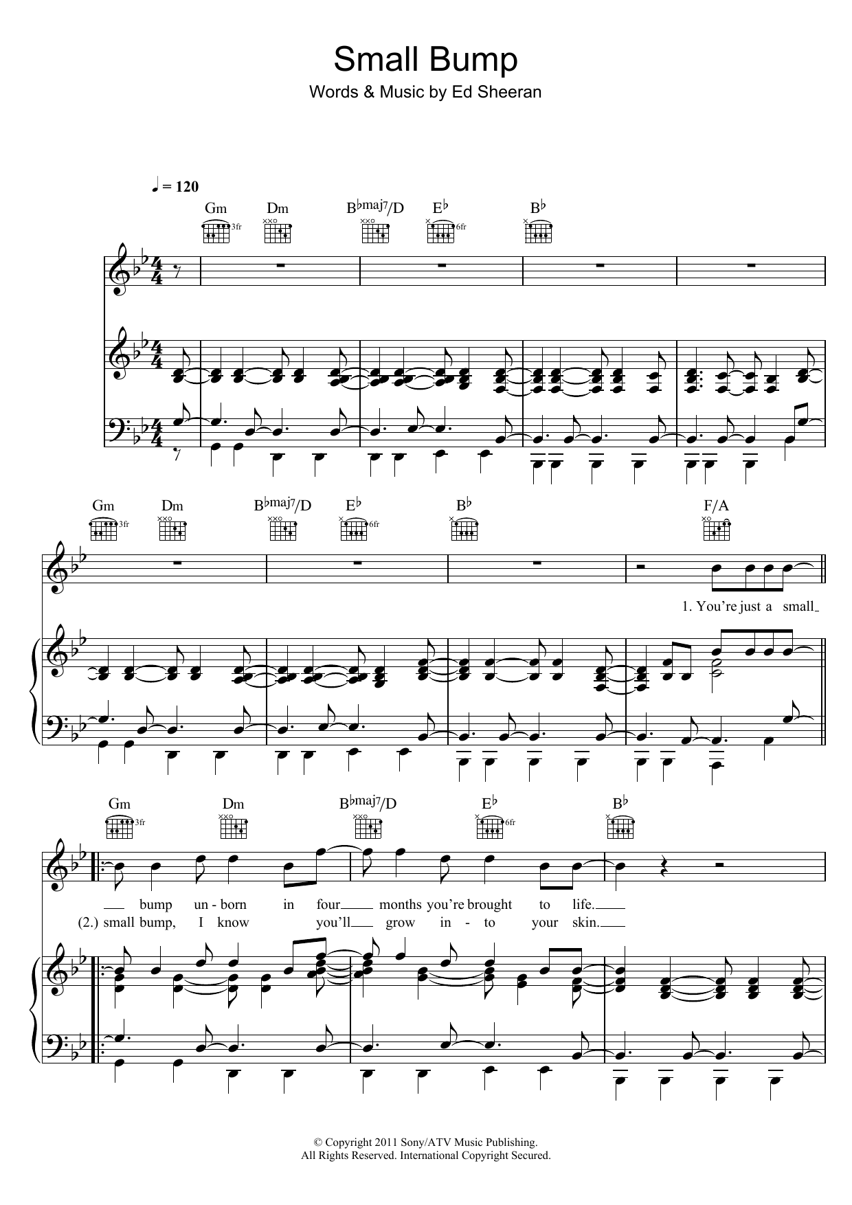 Ed Sheeran Small Bump sheet music notes and chords. Download Printable PDF.