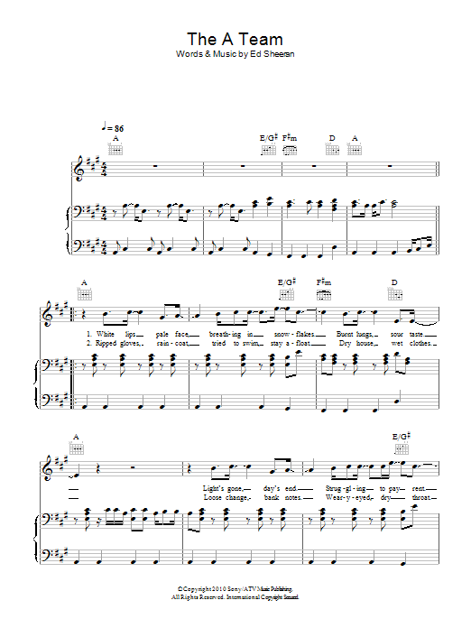 Ed Sheeran The A Team sheet music notes and chords. Download Printable PDF.