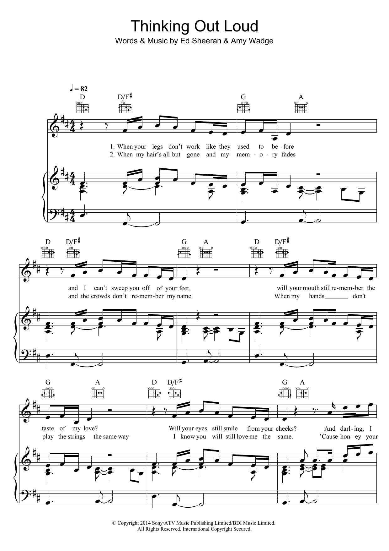 Ed Sheeran Thinking Out Loud sheet music notes and chords. Download Printable PDF.