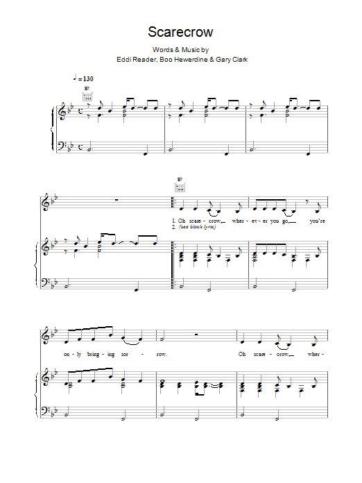 Eddi Reader Scarecrow sheet music notes and chords arranged for Piano, Vocal & Guitar Chords