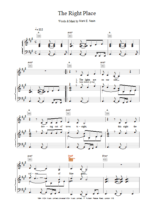 Eddi Reader The Right Place sheet music notes and chords arranged for Piano, Vocal & Guitar Chords