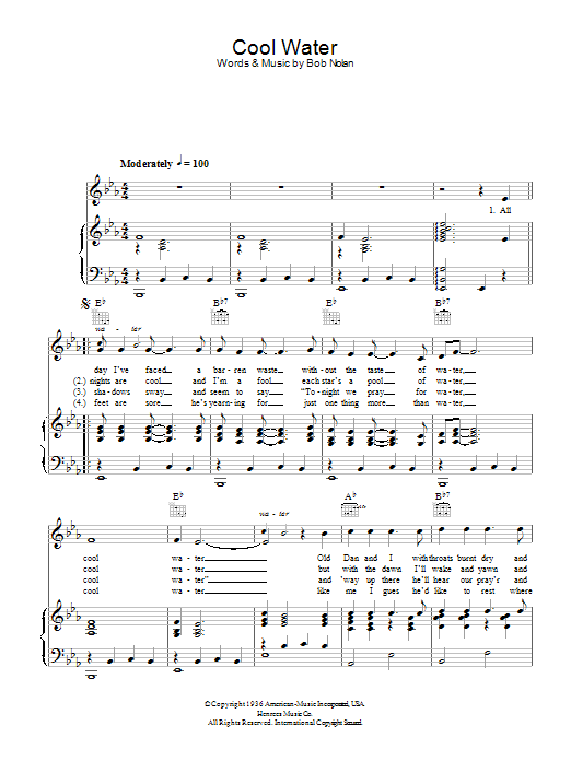 Eddie Arnold Cool Water sheet music notes and chords. Download Printable PDF.