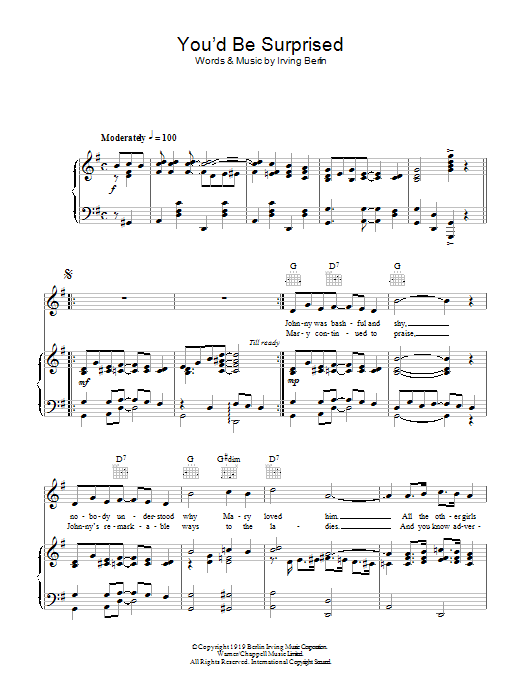 Learn to play Eddie Cantor You'd Be Surprised sheet music for Piano, Vocal & Guitar Chords in minutes. Price: 7.8900$ Eddie Cantor You'd Be Surprised sheet music notes and chords arranged for Piano, Vocal & Guitar Chords