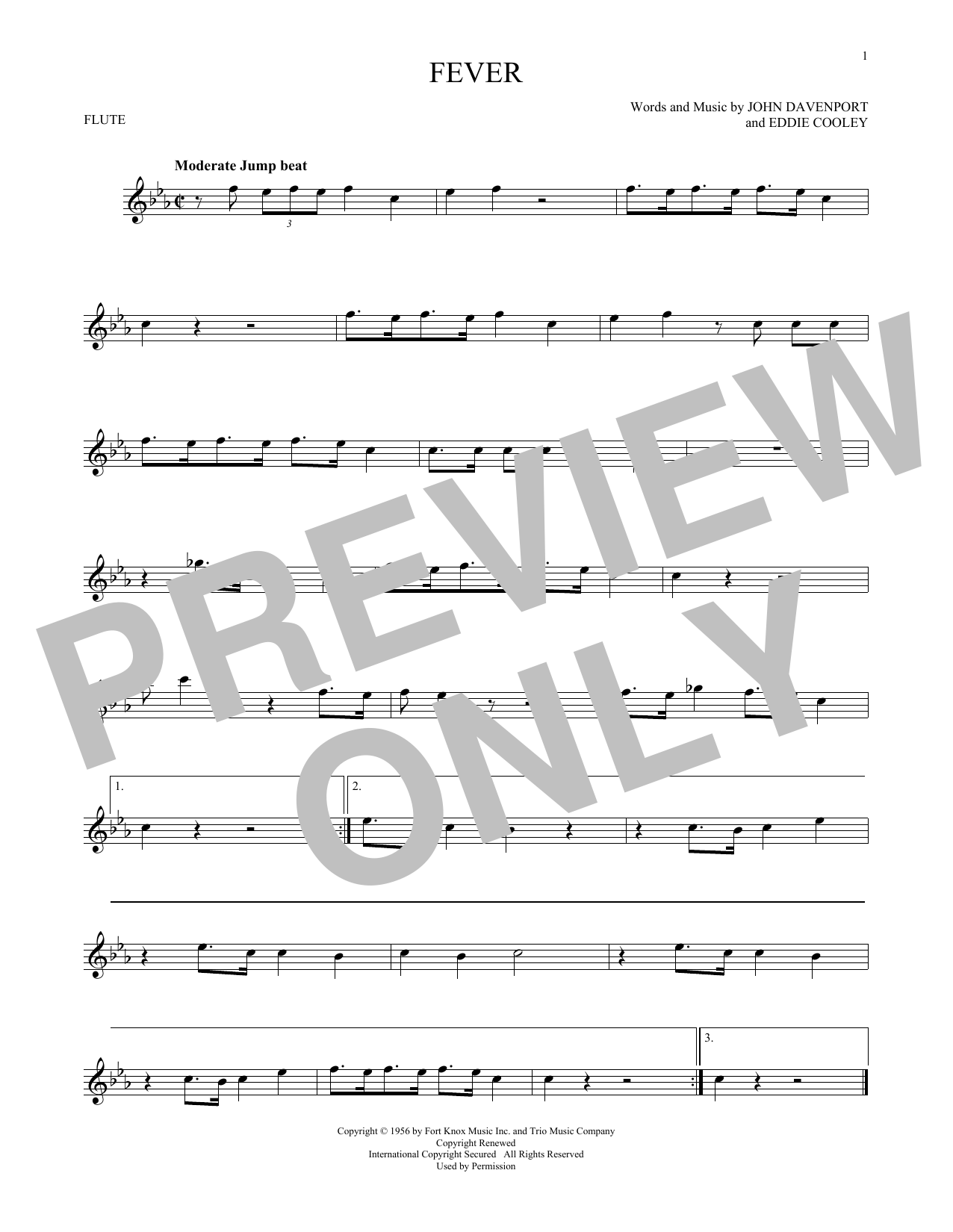 Eddie Cooley Fever sheet music notes and chords. Download Printable PDF.