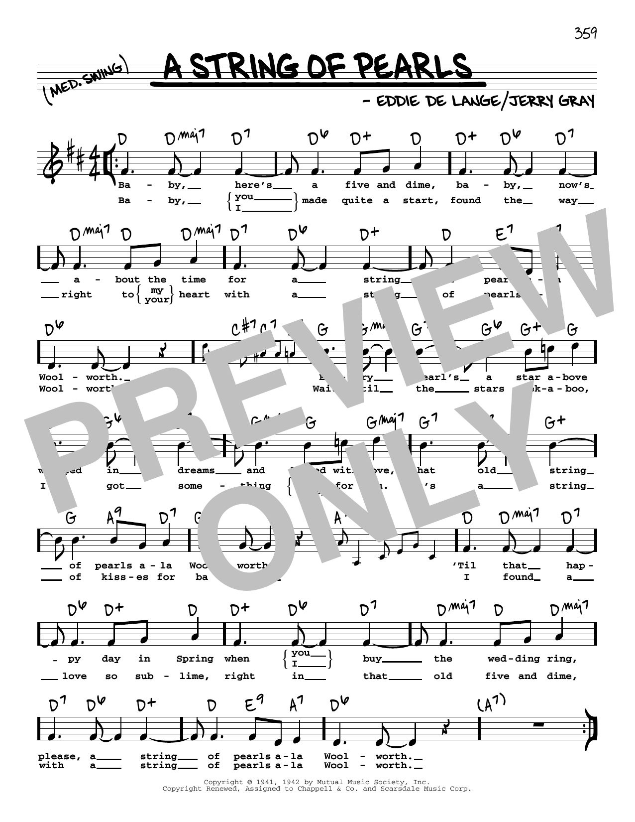 Learn to play Eddie De Lange A String Of Pearls (High Voice) sheet music for Real Book – Melody, Lyrics & Chords in minutes. Price: 5.9900$ Eddie De Lange A String Of Pearls (High Voice) sheet music notes and chords arranged for Real Book – Melody, Lyrics & Chords